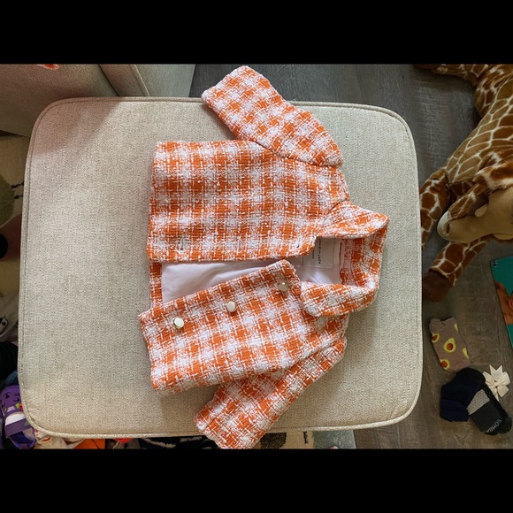 Janie and Jack orange plaid matching jacket and dress - Picture 8 of 8